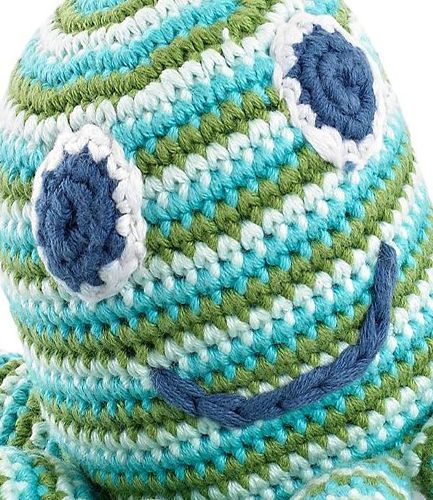 Knitted Octopus blue-green RATTLE