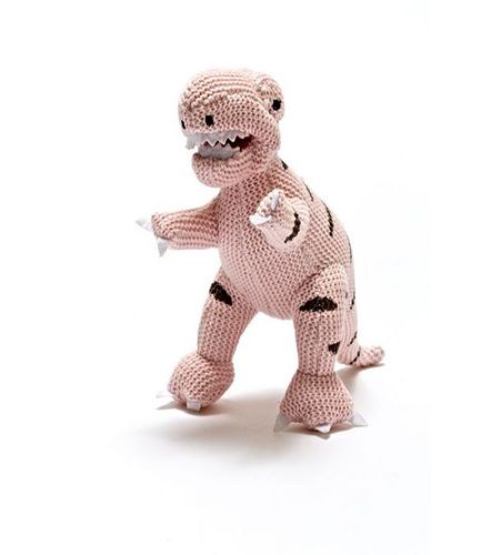 Knitted T Rex Pink RATTLE