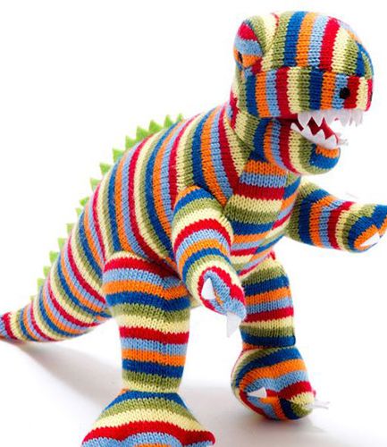 Knitted T Rex Stripped RATTLE