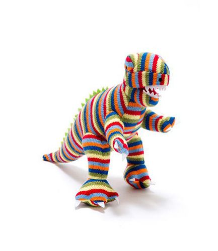 Knitted T Rex Stripped RATTLE
