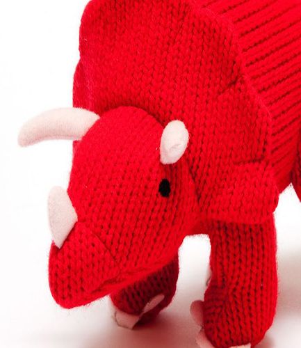 Knitted Triceratops Red RATTLE