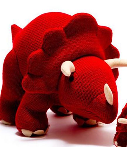 Large Knitted Dinosaur Red Triceratops