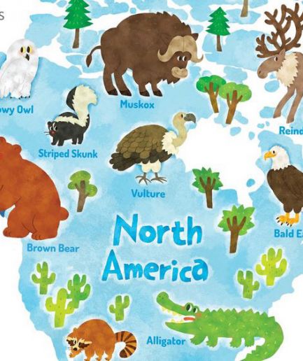 Animal World Map Wall Stickers