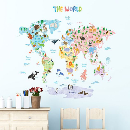 Animal World Map Wall Stickers  - Personalised Baby Gifts - Baby  gifts Ireland