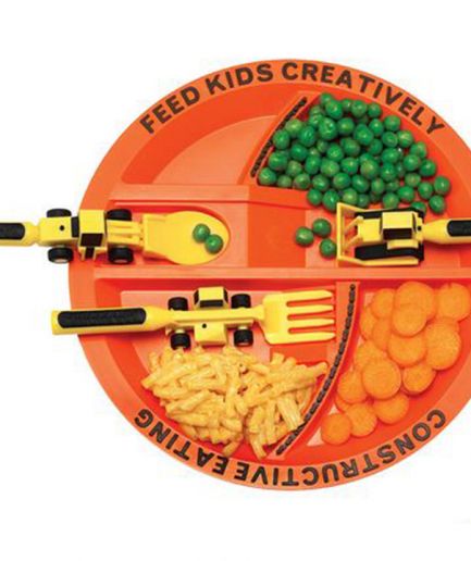 Constructive Eating Plate and Utensils Set