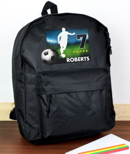 Personalised Black Football Backpack