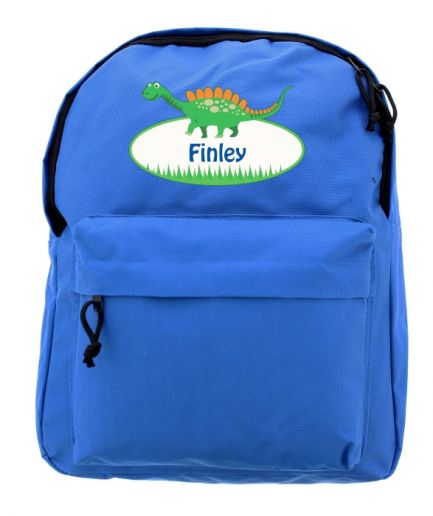 Personalised Dinosaur Blue Backpack