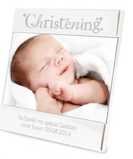 Personalised Silver Christening Square 6x4 Photo Frame