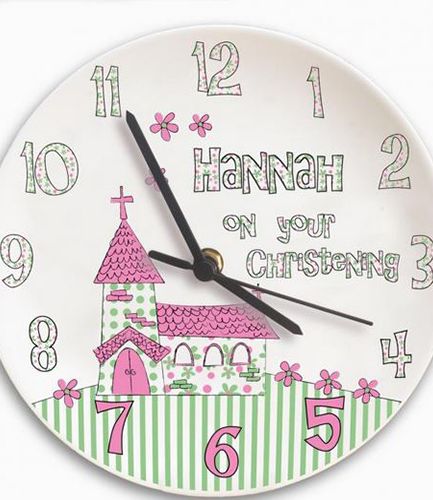 Personalised Church Pink Christening Clock