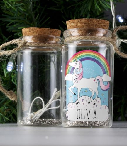 Personalised Unicorn Glitter Message in a Bottle