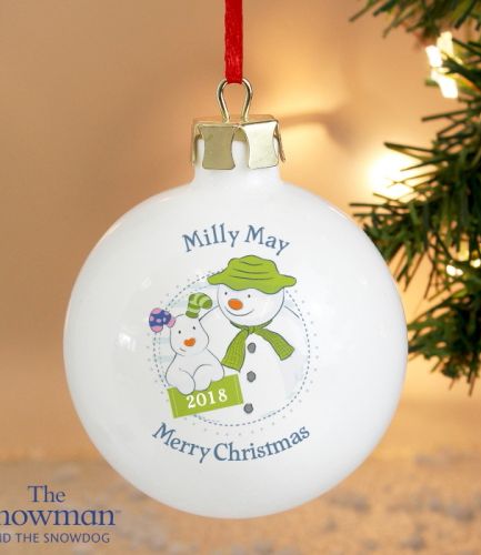 Personalised The Snowman and the Snowdog Year Bauble