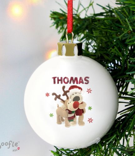 Personalised Boofle Christmas Reindeer Bauble