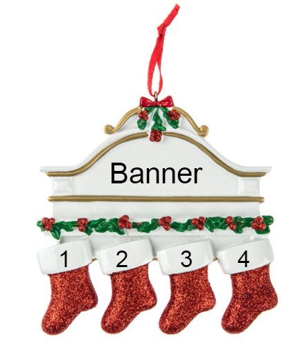 Personalised White Mantle 4 Stockings Christmas Ornament
