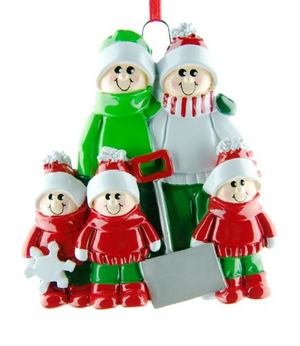 Personalised Snow Shovel Family 5 Ornament