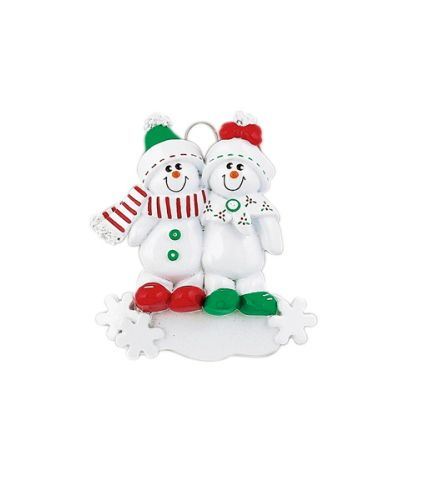 Personalised Snowman Sled Family 2 Christmas Ornament