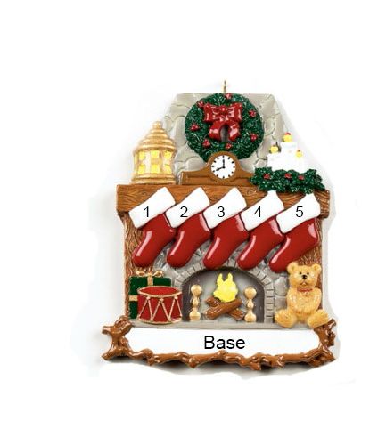 Personalised Fireplace Stocking 5 Christmas Ornament