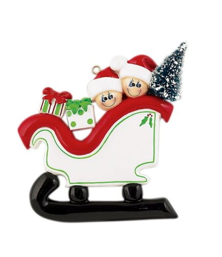 Personalised Sleigh Family 2 Christmas Ornament