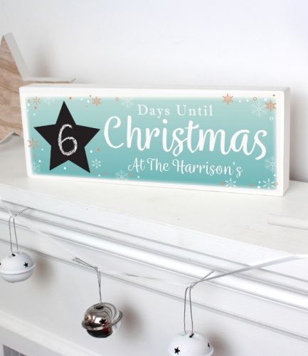 Personalised Christmas Chalk Countdown Wooden Block Sign with Chalk