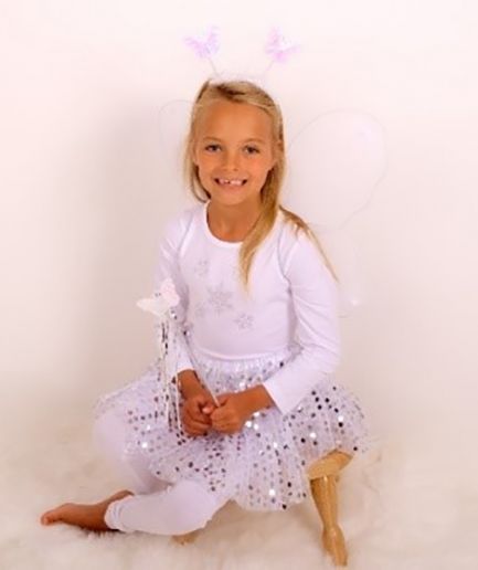 White Sparkle Tutu And Wing Set - 3-6 years