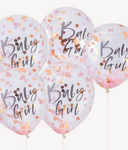Pink Baby Girl Confetti Balloons - Twinkle Twinkle