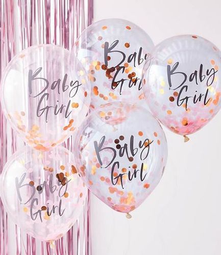 Pink Baby Girl Confetti Balloons - Twinkle Twinkle