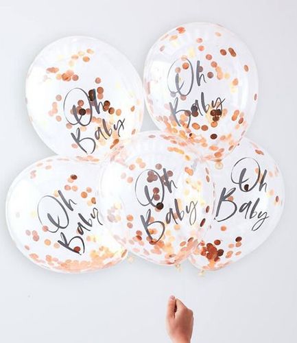 Rose Gold Oh Baby Confetti Balloons - Twinkle Twinkle