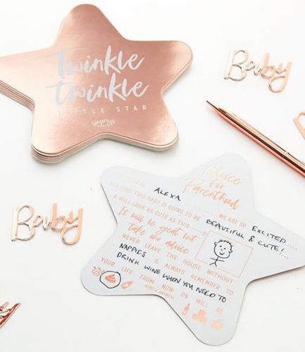 Rose Gold Foiled Baby Advice Cards - Twinkle Twinkle