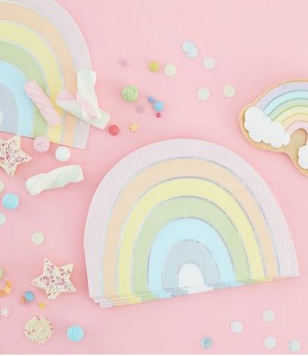 Pastel & Iridescent Rainbow Paper Napkins - Pastel Party