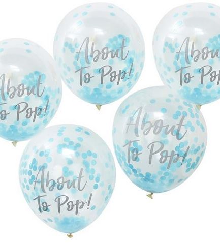 About to Pop! Printed Blue Confetti Balloons - Oh Baby!