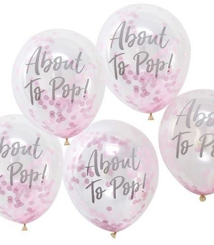 About to Pop! Printed Pink Confetti Balloons - Oh Baby!