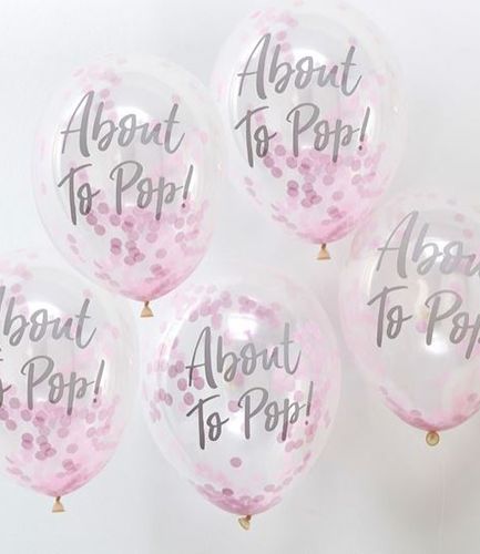About to Pop! Printed Pink Confetti Balloons - Oh Baby!