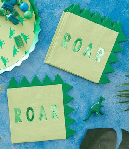 Dinosaur Shaped Paper Party Napkins - Roarsome