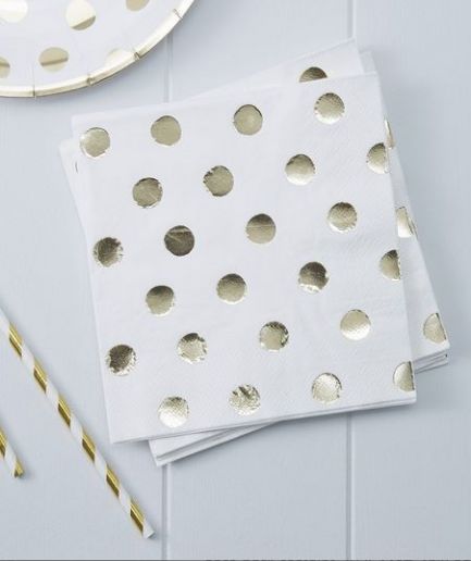 Gold Foiled Polka Dot Paper Napkins - Pick and Mix