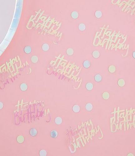 Happy Birthday Iridescent Table Confetti - Pastel Party