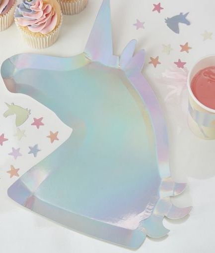 Iridescent Unicorn Shaped Paper Plates - Make A Wish