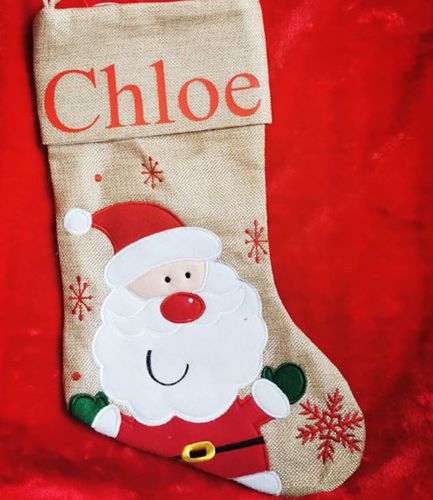 Personalised Santa Hessian Christmas Stocking