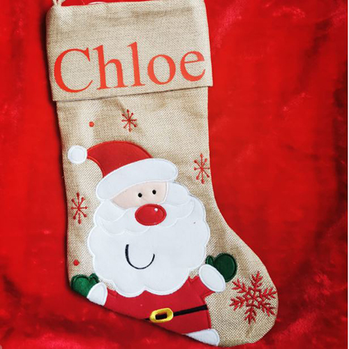 Personalised Santa Hessian Christmas Stocking
