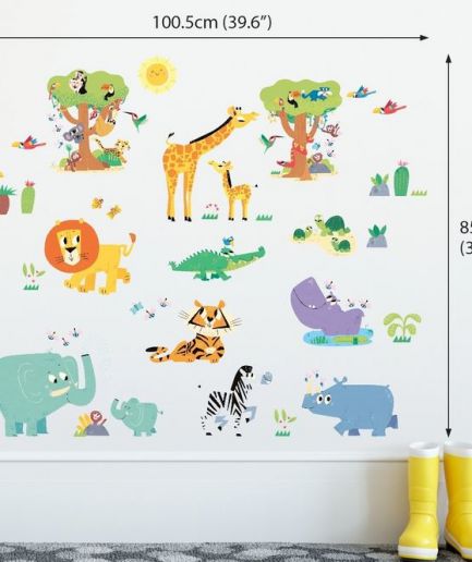 Happy Jungle Animals Wall Stickers