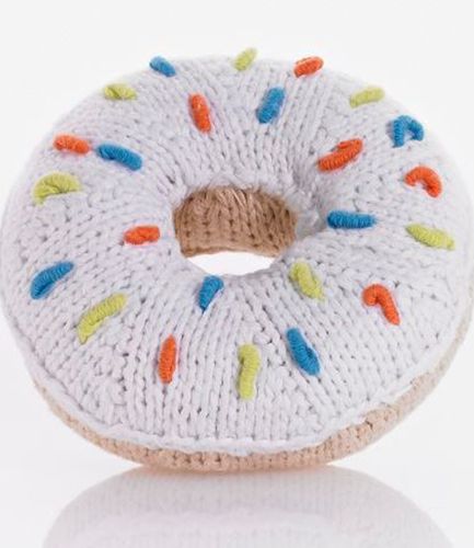 Crochet Donut White Rattle