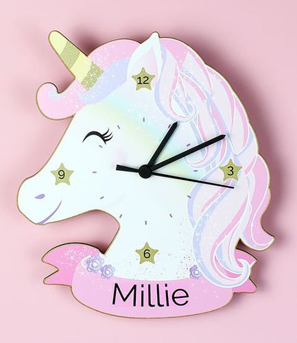 Personalised Unicorn Shape Wooden Clock