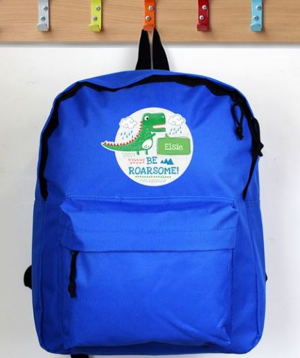 Personalised Backpack Blue Dinosaur