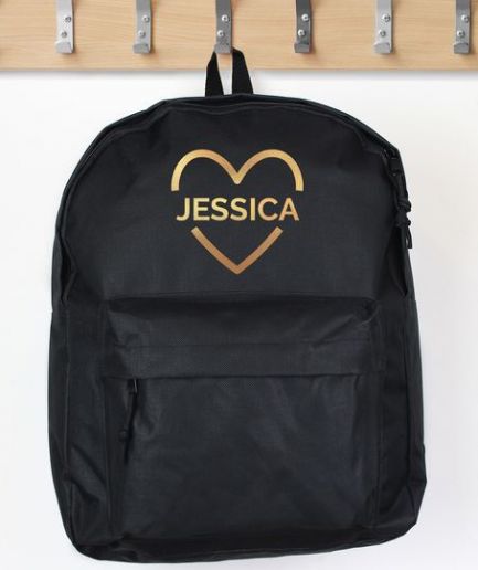 Personalised Backpack Gold Heart