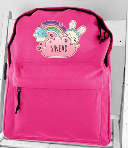 Personalised Backpack Pink Cute Bunny