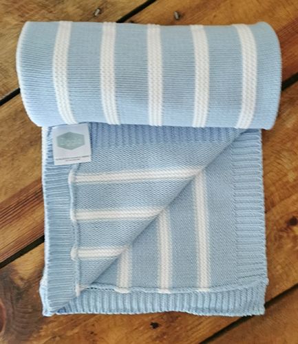 Blue Stripe Knit Baby Blanket