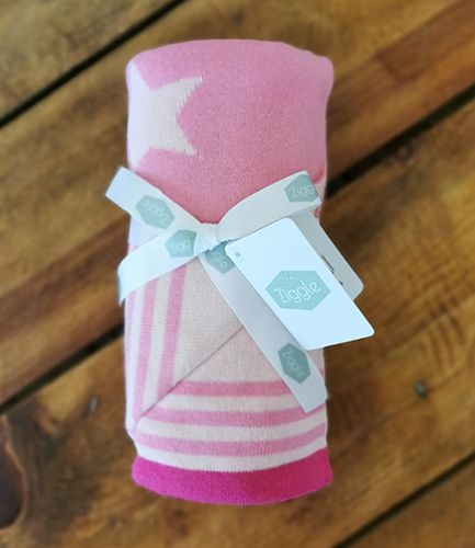 Pink Star Knit Baby Blanket