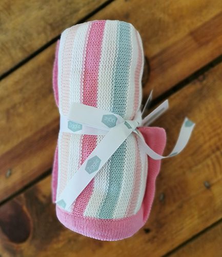 Pink and Green Stripe Baby Blanket