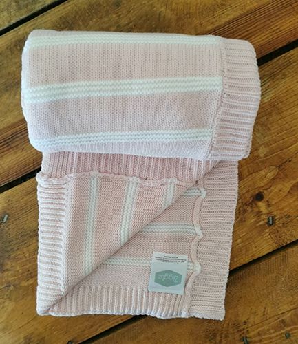 Pink and White Stripe Baby Blanket