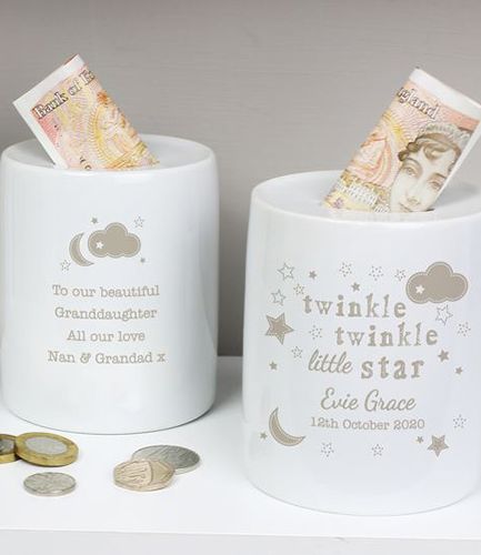 Personalised Twinkle Twinkle Ceramic Money BoxPersonalised Twinkle Twinkle Ceramic Money Box