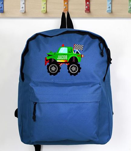 Personalised Monster Truck Blue Backpack