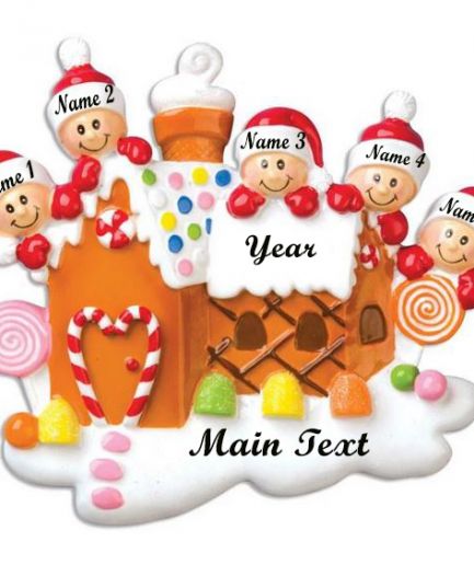 Gingerbread House With 5 Personalised Christmas Decoration